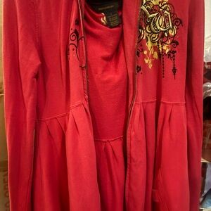 Rocawear Red Zip-Up Hoodie with Gold Graphic